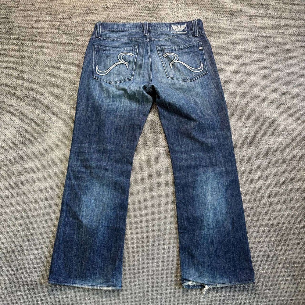 Rock & Republic Henlee Jeans Mens 36 Dark Wash Y2K Embroidered Straight Leg